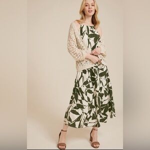 Maurices Hunter Green & Cream Sleeveless Halter Cutout Maxi Dress Large